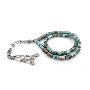 Afrika Turkuazı - Gümüş İmameli Tesbih